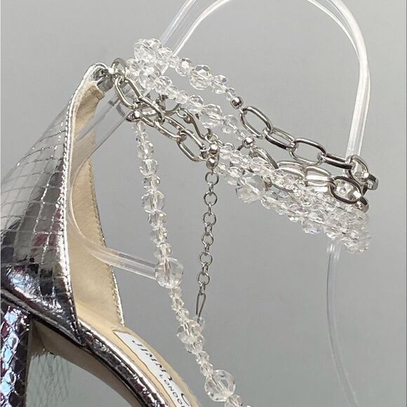 Jimmy Choo Neena Croc-Embossed Metallic Leather Embellished Sandals size 36.5 - Picture 8 of 14